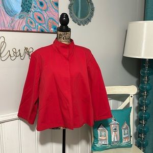 Lafayette 148 New York jacket Beautiful Red High Collar Snap Closure